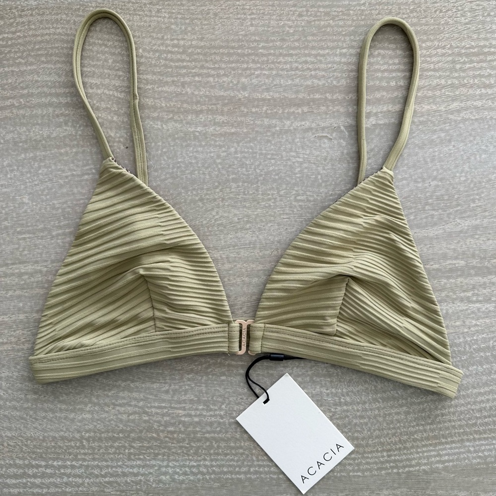 Acacia Swimwear Lawai Dual Ribbed Bikini Top in Sage